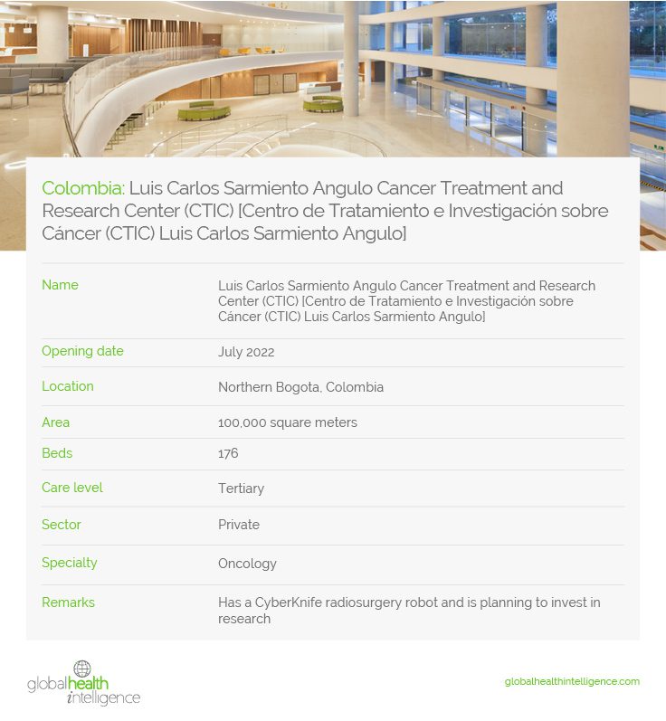 Colombia: Luis Carlos Sarmiento Angulo Cancer Treatment and Research Center (CTIC) [Centro de Tratamiento e Investigación sobre Cáncer (CTIC) Luis Carlos Sarmiento Angulo]